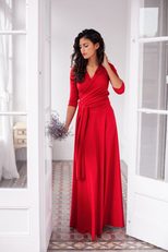 Cross Back Bandage Maxi Dress Versatile 3 4 Sleeve Adjustable Straps Sexy Fit Evening Wear Cockt