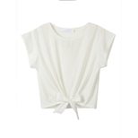 Cotton Crop Top Short Sleeve Round Neck Knot Design Casual Wear for Women Wholesale Available