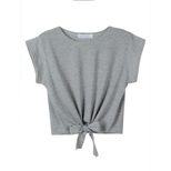 Cotton Crop Top Short Sleeve Round Neck Knot Design Casual Wear for Women Wholesale Available