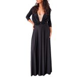 Cross Back Bandage Maxi Dress Versatile 3 4 Sleeve Adjustable Straps Sexy Fit Evening Wear Cockt