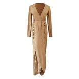 V Neck Long Sleeve Ruched Dress Cotton Blend Sexy Fashionable Nightclub Wear Wholesale Available