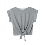Cotton Crop Top Short Sleeve Round Neck Knot Design Casual Wear for Women Wholesale Available