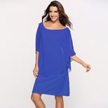 Plus Size Womens Chiffon Dress Layered Look Flattering Fit Elegant Style Perfect for Parties and