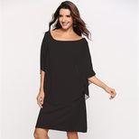 Plus Size Womens Chiffon Dress Layered Look Flattering Fit Elegant Style Perfect for Parties and