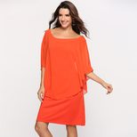Plus Size Womens Chiffon Dress Layered Look Flattering Fit Elegant Style Perfect for Parties and