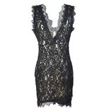 Lace Crochet Sleeveless V Neck Bodycon Dress Elegant Sexy Comfortable Perfect for Parties and Ni