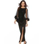 Sequin Embellished High Waisted Maxi Dress Slim Fit Two Piece Look Elegant Style Perfect for Eve