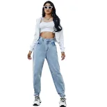 High Waisted Wide Leg Jeans Loose Fit Slimming Design Denim Fabric Casual Wear for Women Wholesa