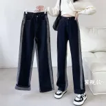 欧洲站牛仔裤女2023春季新款韩版学生百搭宽松高腰显瘦阔腿直筒裤