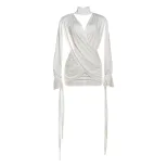 Womens Long Sleeve Bodycon Dress Hollow Out Deep V Neck Solid Color Sexy Design Autumn Winter Fa