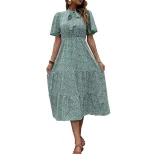 Floral Print Dress Summer Fashion Bow Tie Detail Elegant Style Wholesale Available low MOQ custo