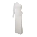 Lace One Shoulder Dress Sexy Hollow Out Long Sleeve Bow Detail Autumn Winter Fashion Wholesale A