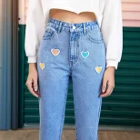 Womens Embroidered Straight Leg Denim Trousers Loose Fit Versatile Style Fashionable Design Casu