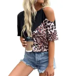 Leopard Print Hollow Out Short Sleeve T Shirt Stylish Design Comfortable Fit Casual Wear Wholesa
