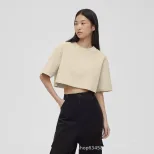 Womens Short Sleeve T Shirt Solid Color Y2K Style Cotton Fabric Casual Spring Summer Wear Wholes