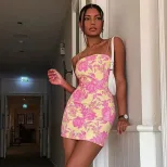 Summer Womens Bodycon Dress Off Shoulder Sexy Rose Print Sleeveless Perfect for Parties and Even