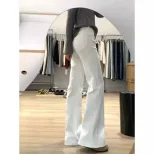 White Low Rise Flared Jeans for Women Vintage Loose Fit Spring Fashion low MOQ customizable