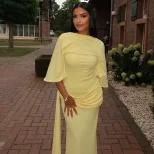 Backless Maxi Dress Sexy Solid Color Loose Fit Comfortable Side Slit Adjustable Straps Perfect f