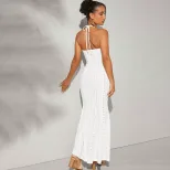 Elegant High Waisted Mermaid Maxi Dress Halter Neck Slim Fit Spring Summer Style Wholesale Avail