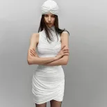 Womens Sleeveless Bodycon Dress Solid Color Pleated Design Slim Fit Casual or Party Wear Wholesa
