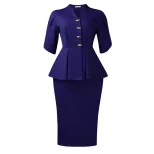 Elegant Plus Size African Dress Slim Fit Ruffled Hem V Neck Short Sleeve Casual or Formal Occasi