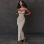 Womens Bodycon Dress Sexy Low Cut Solid Color Slim Fit Elegant Style Perfect for Parties and Eve