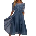 Chiffon Lace Hollow Out Long Dress Elegant Design Perfect for Bridesmaids Evening Gown Wholesale