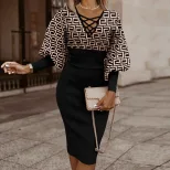 Long Sleeve V Neck Bodycon Dress Waist Defining Elegant Fit Soft Fabric Autumn Winter Fashion Wh