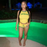 Womens Summer Casual Set Sleeveless Crop Top and Drawstring Shorts Letter Print Available in Yellow and Black Wholesale