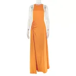 Elegant Sleeveless Bodycon Dress Ruffled Waist Solid Color Slim Fit Perfect for Parties and Even
