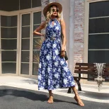 Summer Womens Dress Sleeveless Halter Neck Floral Print Casual or Beachwear Wholesale Available