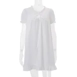 French Style Loose Fit Short Sleeve Dress with Ruffle Trim Elegant Versatile Summer Fashion Whol