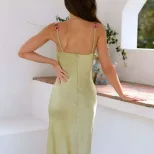 Satin Lace Cami Dress French Style Bodycon Fit Elegant Floral Design Perfect for Parties and Nig