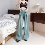 High Waisted Wide Leg Jeans Vintage Style Loose Fit Floor Length Spring Summer Fashion for Women