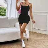 Womens Bodycon Mini Dress Basic Style Adjustable Straps Slim Fit Spring Summer Fashion Wholesale