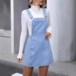 Fashionable Denim Backless Suspender Dress Versatile Style Trendy Design Perfect for Casual Outi