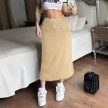 Elegant Solid Color Midi Skirt Versatile Chic Design Perfect for Casual or Formal Occasions Whol
