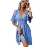 Elegant A Line Dress High Waist Pleated Mid Length Summer Fashion for Women Wholesale Available