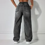 Casual Ripped Straight Leg Womens Jeans Versatile Trendy Comfortable Perfect for Everyday Wear R