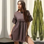 Summer Womens Dress Solid Color Ruffle Trim Loose Fit Casual Wear for Everyday Wholesale Availab