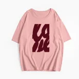 Womens Casual Loose Fit Cotton T Shirt Summer Short Sleeve Round Neck Simple Letter Print Versat