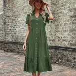 Casual Midi Dress Simple Design Comfortable Fit Summer Style Perfect for Work or Leisure Wholesa