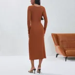 Womens Irregular Hollow Out Bodycon Dress Solid Color Asymmetrical Shoulder Fashionable Elegant