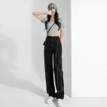 阔腿牛仔裤女2023春季新款高腰拼接设计感宽松高街ins休闲直筒裤