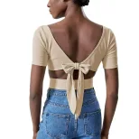 Casual Crop Top T Shirt Summer Style Short Sleeve Minimalist Design Trendy Look Wholesale Availa