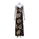 Vintage Floral Maxi Dress Sleeveless Flowy Sexy Neckline Summer Beach Vacation Wear Wholesale Av