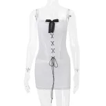 Summer Lace Trimmed Cami Dress Bow Tie Design Trendy Style Chic Look Perfect for Parties or Casu