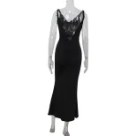 Elegant V Neck Backless Mermaid Maxi Dress Slim Fit Sexy Silhouette High Quality Fabric Perfect