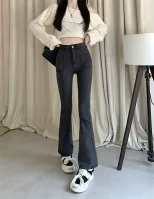 欧洲站牛仔裤女2023春季新款韩版学生高腰百搭直筒休闲阔腿喇叭裤