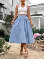 Elegant Long A Line Denim Skirt Slim Fit High Waist Classic Style Perfect for Casual Outings Who